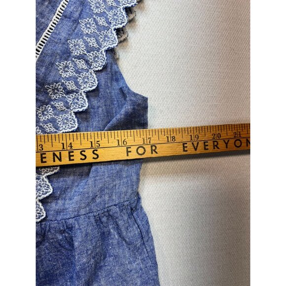 Isabel Maternity Womens Embroidered Chambray V-Neck Blouse Sleeveless Sz XS Blue - Picture 9 of 11